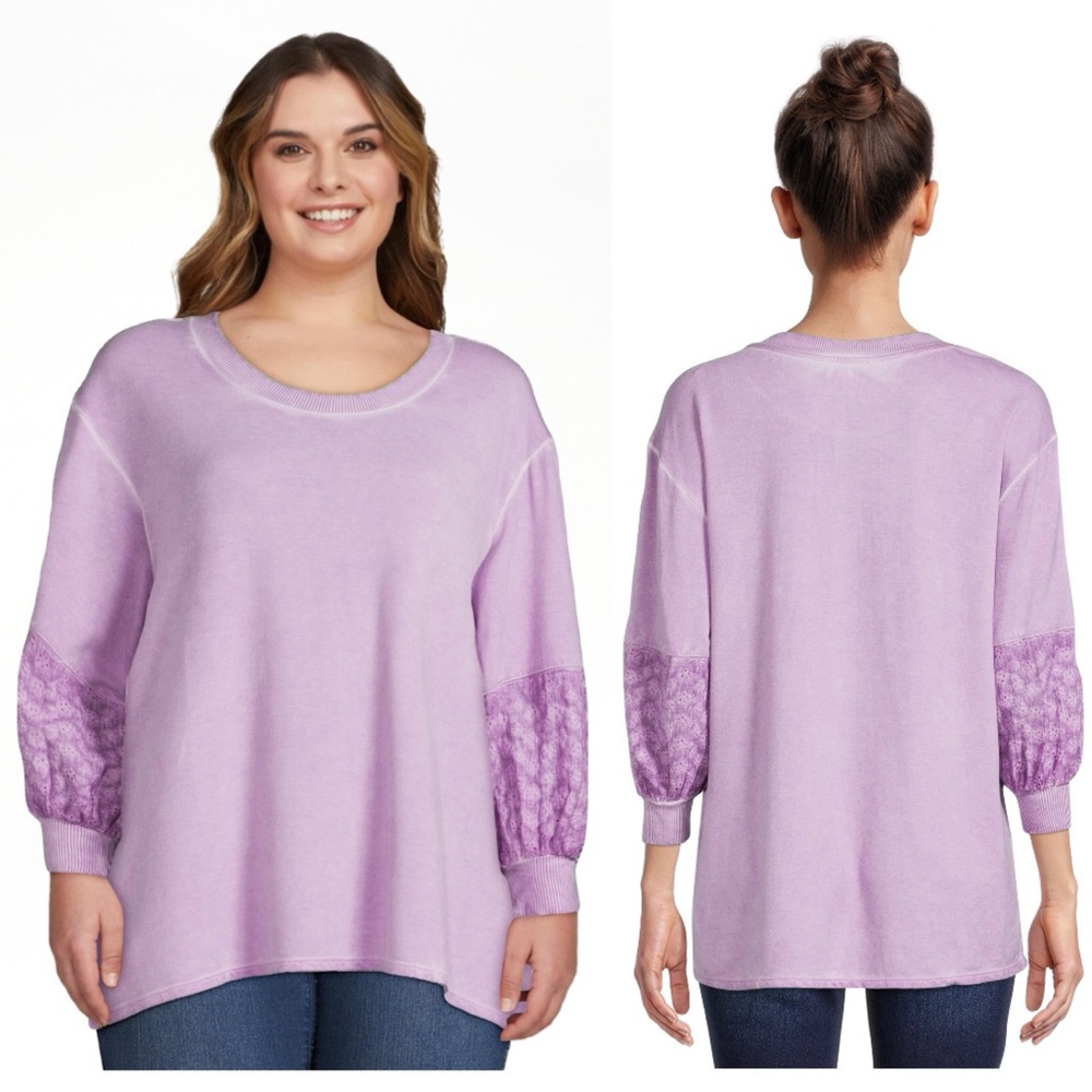 The Pioneer Woman’s Orchid High-Low Eyelet Sleeve Tunic Top size XL Lavender